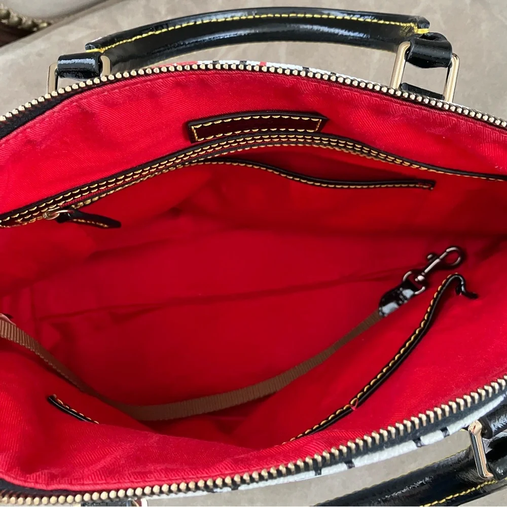 Dooney & Bourke w/ Black Patent Leather Tassel, Handles, Optional Strap and Trim - Picture 6 of 16